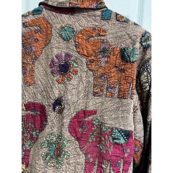 026-004 Orvis Elephant Applique Cotton Jacket Brown Button Front Women's Small‎ - Picture 10 of 11